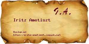 Iritz Ametiszt névjegykártya